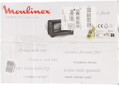 Four Électrique Posable 19 L, Compact, Chaleur Tournante, 6 Modes De Cuisson, Thermostat Réglable Jusqu’À 240°C, Minuteur 120 Min, Grille Réversible, Lèche Frites, Optimo Noir OX444810