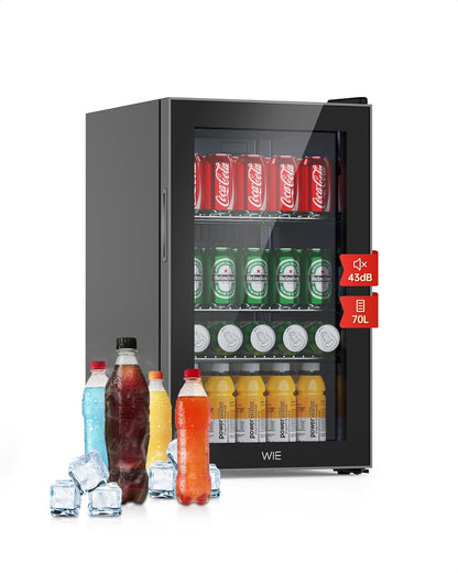 Mini Réfrigérateur Boissons 63L Mini Frigo De Chambre Avec Double Porte Vitrée, Etagères Réglables, Silencieux Petit Frigo Pour Maison/Chambre/Bureau/Cuisine