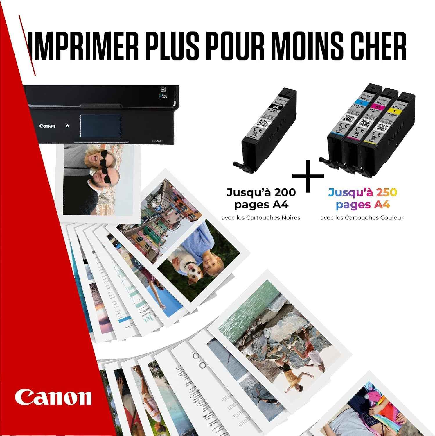 Canon CLI-581XXL Multipack Cartouches D'Encre D'Origine | Encre Canon Authentique - Noir plus Cyan, Magenta Et Jaune - Pour PIXMA TR8550, TR7550, TS6150, TS6151, TS8150 Et plus !