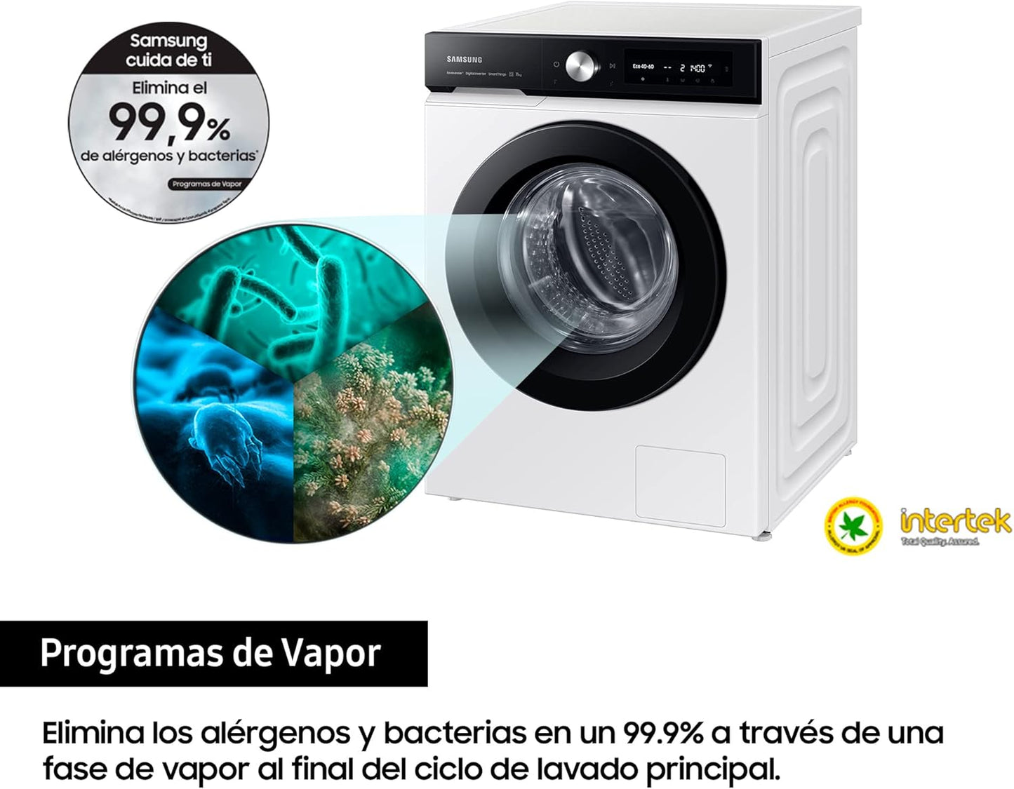 Machine À Laver Avec Technologie Spacemax™, 11 Kg, 1 400 Tr/Min, Efficacité Énergétique A, Intelligence Artificielle Et Smartthings™, AI Ecobubble, Doseur Automatique, Programmes De Vapeur,