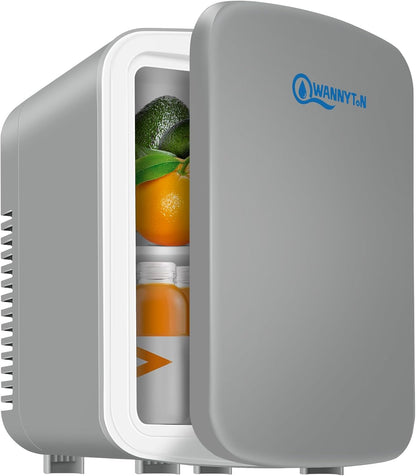 4L Mini Frigo, Petit Réfrigérateur Portable, Réfrigérateur Cosmétique, Frigo Mignon, Fonction Froid/Chaud Pour Bureau, Chambre, Voiture, Voyage, 220V/12V, Gris, 24,5X18,5X27Cm