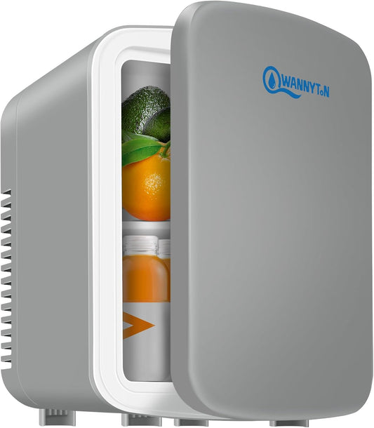 4L Mini Frigo, Petit Réfrigérateur Portable, Réfrigérateur Cosmétique, Frigo Mignon, Fonction Froid/Chaud Pour Bureau, Chambre, Voiture, Voyage, 220V/12V, Gris, 24,5X18,5X27Cm