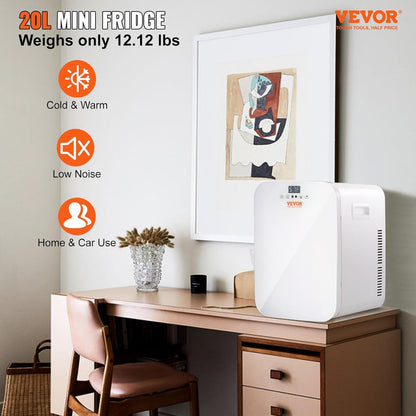 Mini Frigo 20 L 22 Canettes De 330 Ml Mini Réfrigérateur Portable 12 V DC/220 V AC Petit Frigo Cosmétique Mode Chaud/Froid Température -9 À 65 ℃ Pour Aliments Boissons Médicaments Cosmétiques