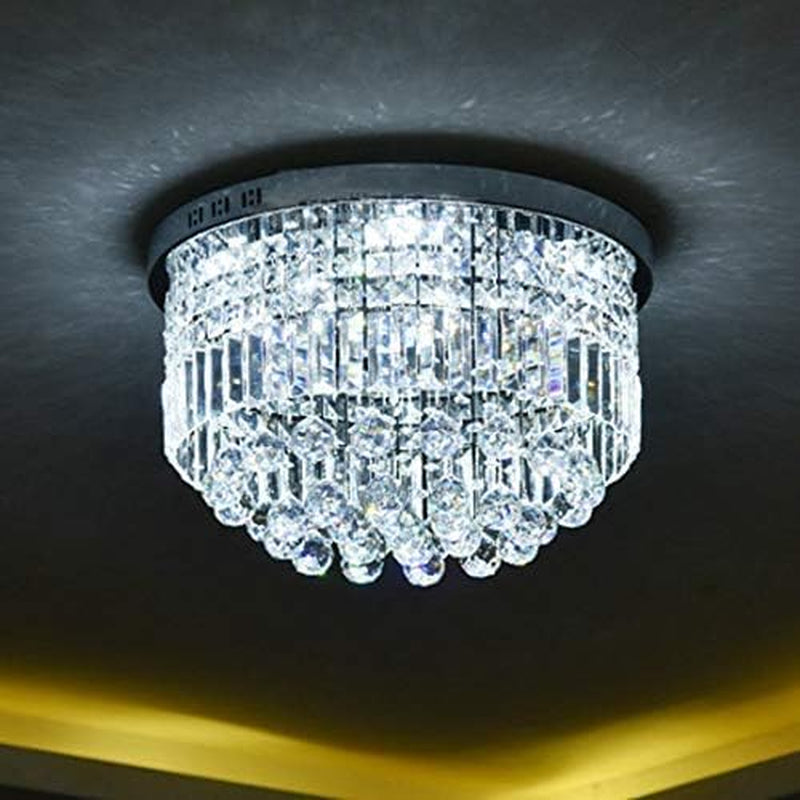 Lustre De Gouttes De Pluie En Cristal Clair Moderne Éclairage Encastré Montage LED Plafonnier Pour La Salle À Manger Salle De Bains Chambre Salon E14 Ampoules Requis
