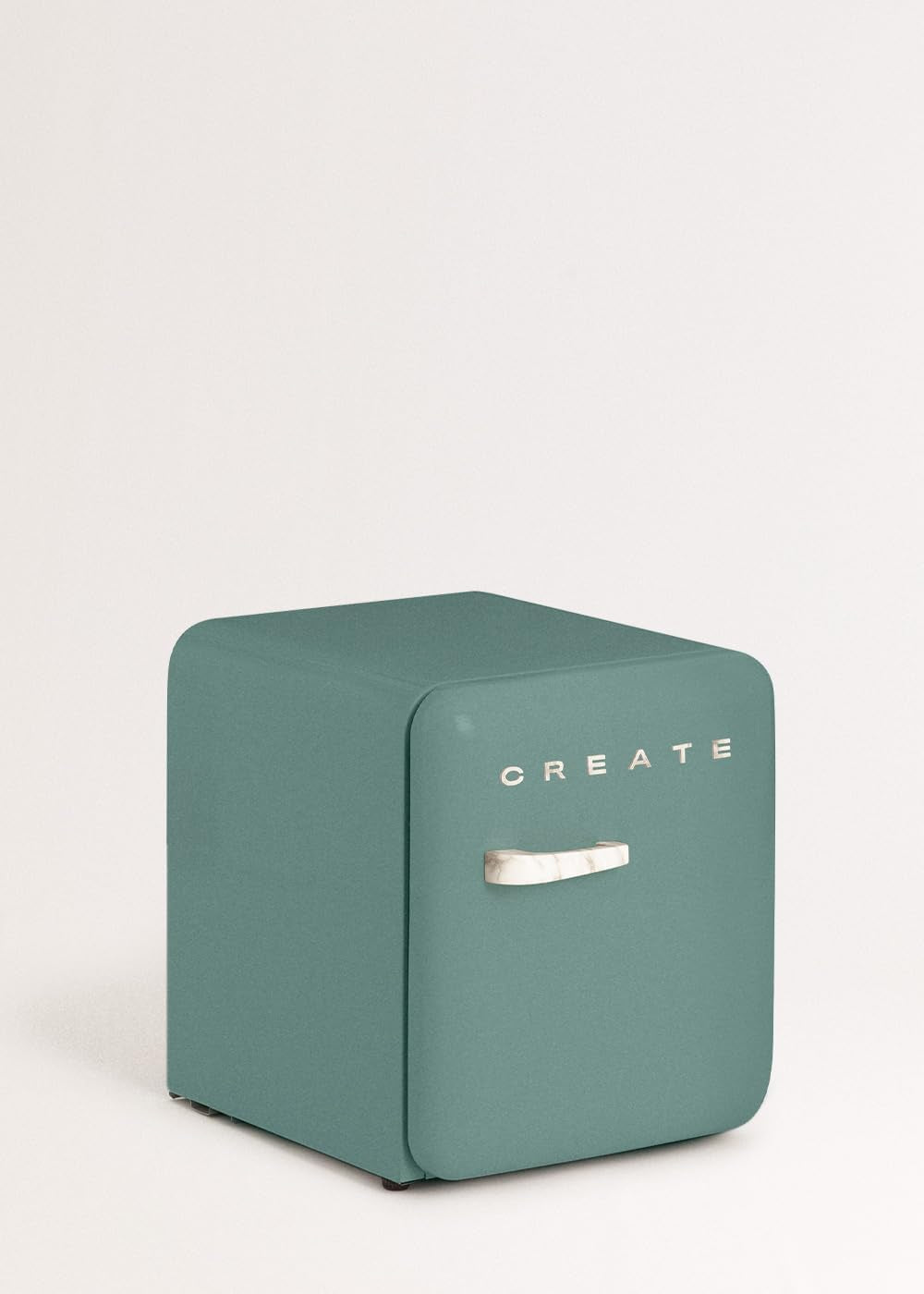 / RETRO FRIDGE 50 MARBLE/ Réfrigérateur Vert Sage Poignée Marbre / 85 W, Mini Bar, Une Étagère, Design Rétro, 50 Cm, Deux Étagères, Capacité De 48 L, Économie D'Énergie, 50 X 44 X 49,8 Cm