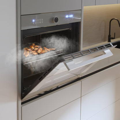 Four Encastrable Multifonction 60 Cm Bolero Hexa AF316000 Glass Grey A. 3400W, 81L, 11 Fonctions Avec Airfryer Master, Pizza Master, Steam Asisst, Steam Easyclean, Cuisson 3D, Décongélation