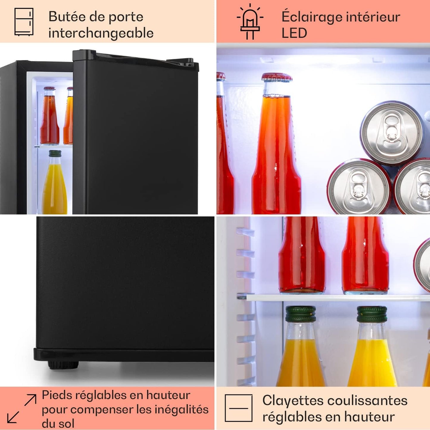 Mini Frigo De Chambre De 13L Pour Snacks Et Boissons, Petit Frigo Top Silencieux, Mini Bar, Petit Réfrigérateur Camping, Mini Frigo Cosmetique, Refrigerateur Avec Étagères Réglables, 5-15°C