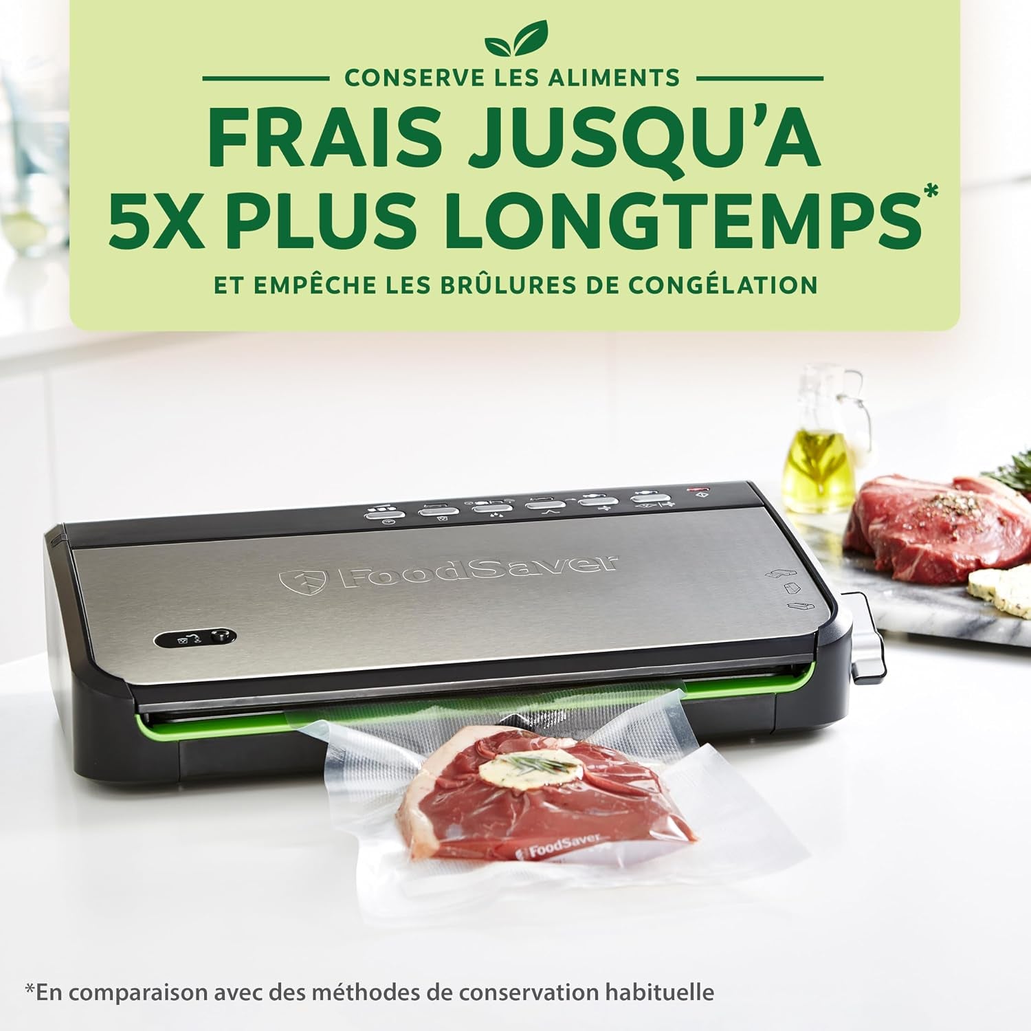 FFS005X Machine Sous Vide Avec Compartiment De Rangement Pour Rouleau Et Cutter, Fonction Pulse Pour Aliments Fragiles, Inclus Accessoires Et Sacs De Mise Sous Vide Assortis