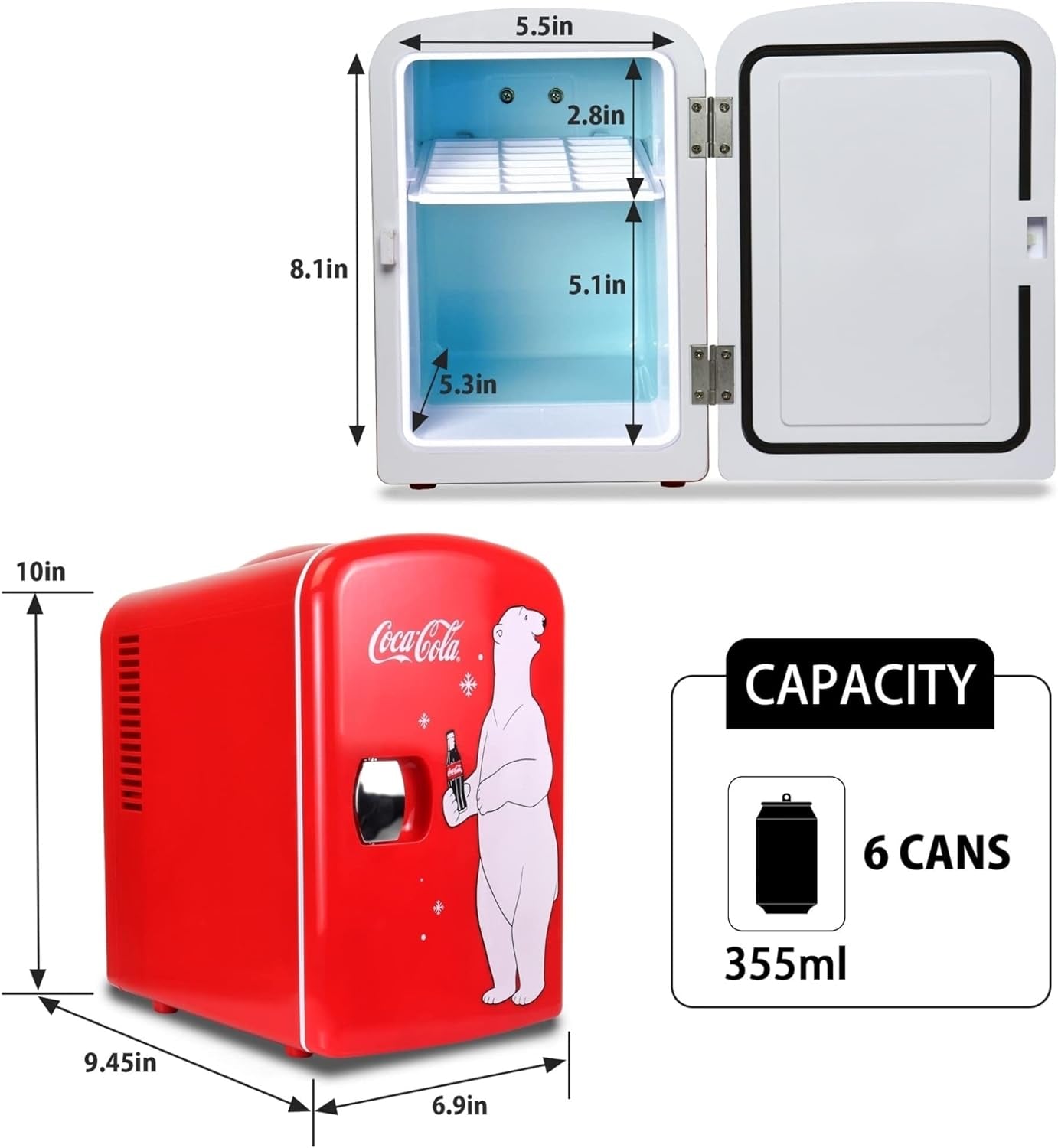 Coca Cola KWC4 Frigo Électrique Mixte Adulte, Rouge