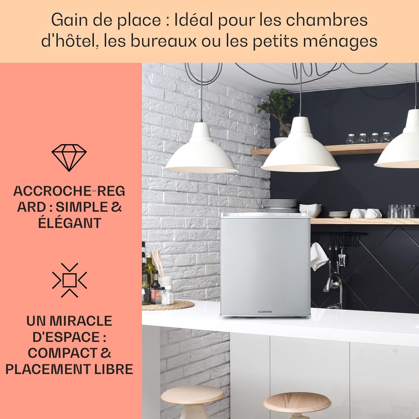 Mini Frigo De Chambre De 38L Pour Boissons Et Bieres, Petit Frigo Silencieux, Mini Bar Intérieur/Ext, Petit Refrigerateur Camping, Stockage De Vins, Cosmetique, Étagères Réglables, 6-18°C