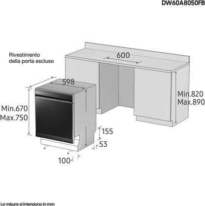 DW60A8050FB Lave-Vaisselle Autonome 14 Places Classe C