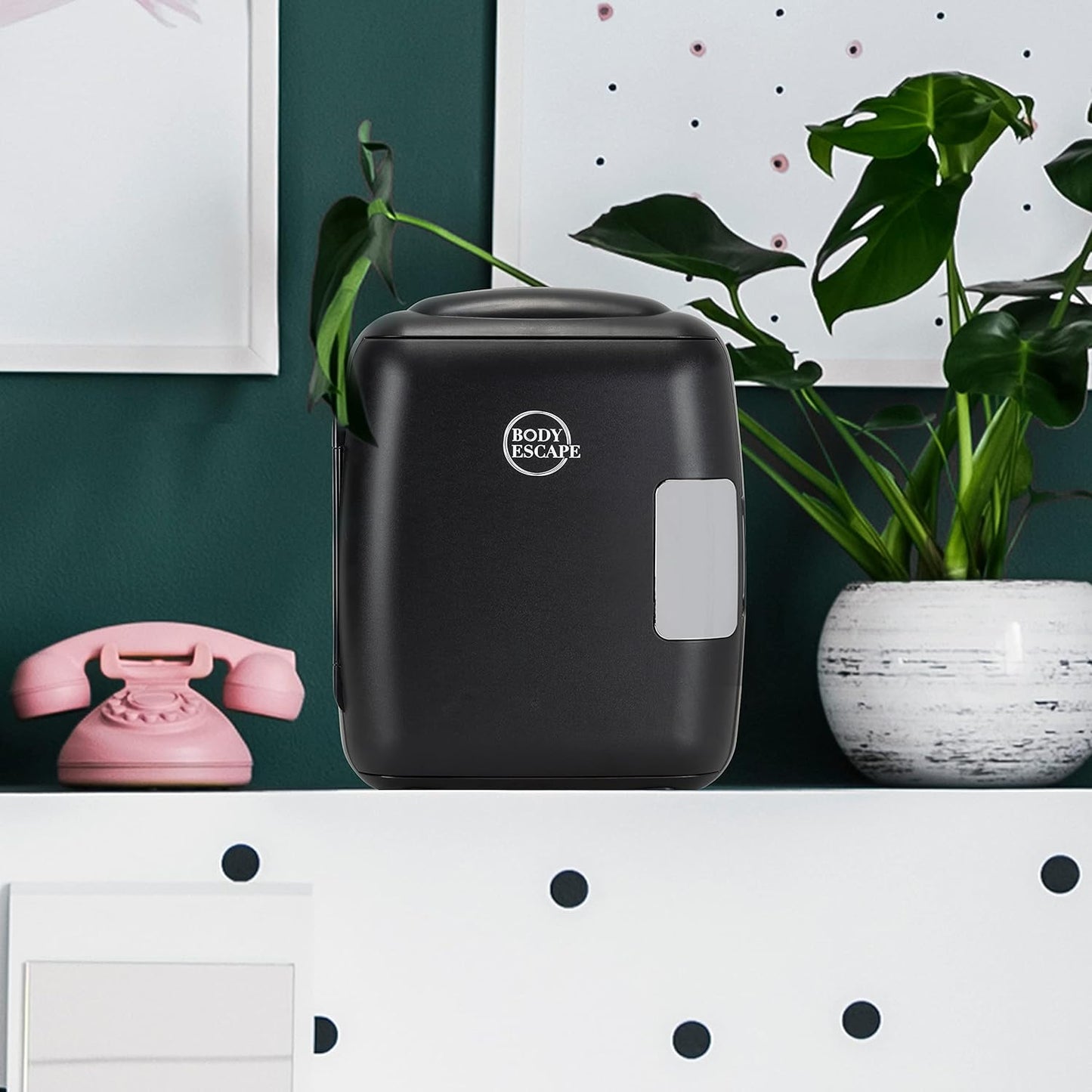 Body Escape Mini Réfrigérateur Beauté Pour Soins De La Peau - Mini Réfrigérateurs Beauté - Petit Réfrigérateur Rétro, Portable, Compact Et Silencieux Pour Le Maquillage - 9L- Mono Noir