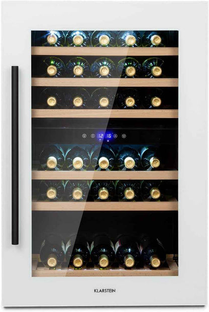Cave a Vin Encastrable, Caves À Vin De 132L Avec Une Porte En Verre, Cave a Vins À Double Zone, Bar Intérieur/Extérieur, Frigo a De Vieillissement, À 41 Bouteilles