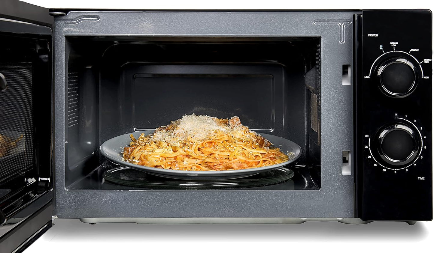 Micro-Ondes Allblack. Capacité De 20 L, 700 W De Puissance, 6 Niveaux De Fonctionnement, Minuterie 30 Minutes, Mode Décongeler, Finition Noir.
