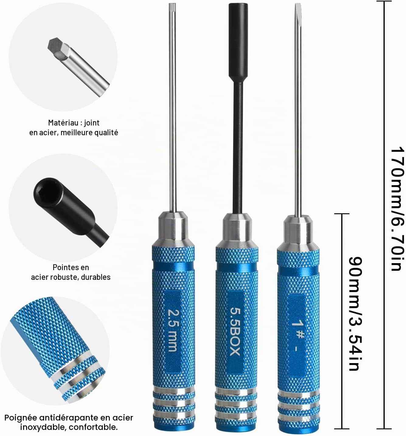 12Pcs RC Car Tools Kits Screwdriver Set (Hex, Phillips, Flat) Pliers Socket Wrench Hobby Tools Kits for Traxxas Arrma RC Car Drone Airplane Helicopter Vehicle Multirotors Models Repair Tool (Blue)