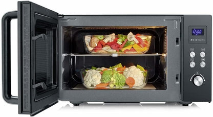 Micro-Ondes 2-En-1, Jusqu'À 1 000 W, Avec Fonction Gril, Fond Plat Céramique, Double Hauteur De Cuisson, Fonction Be-Silent, MW7763