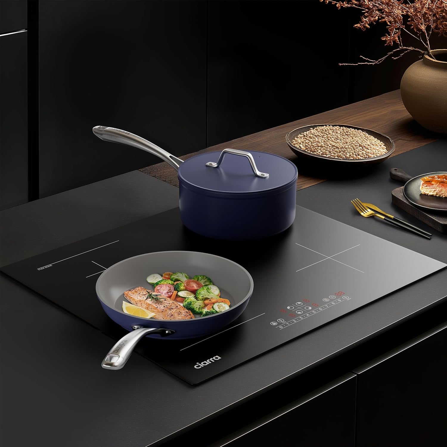 Plaque Induction 4 Feux Encastrable 60 Cm 7200W Avec Zone Flexible | Booster, Gestion De Puissance, Commande Tactile Slider, Minuterie, Sécurité Enfant, Grande Poêle Et Plancha, CBBIH4BF