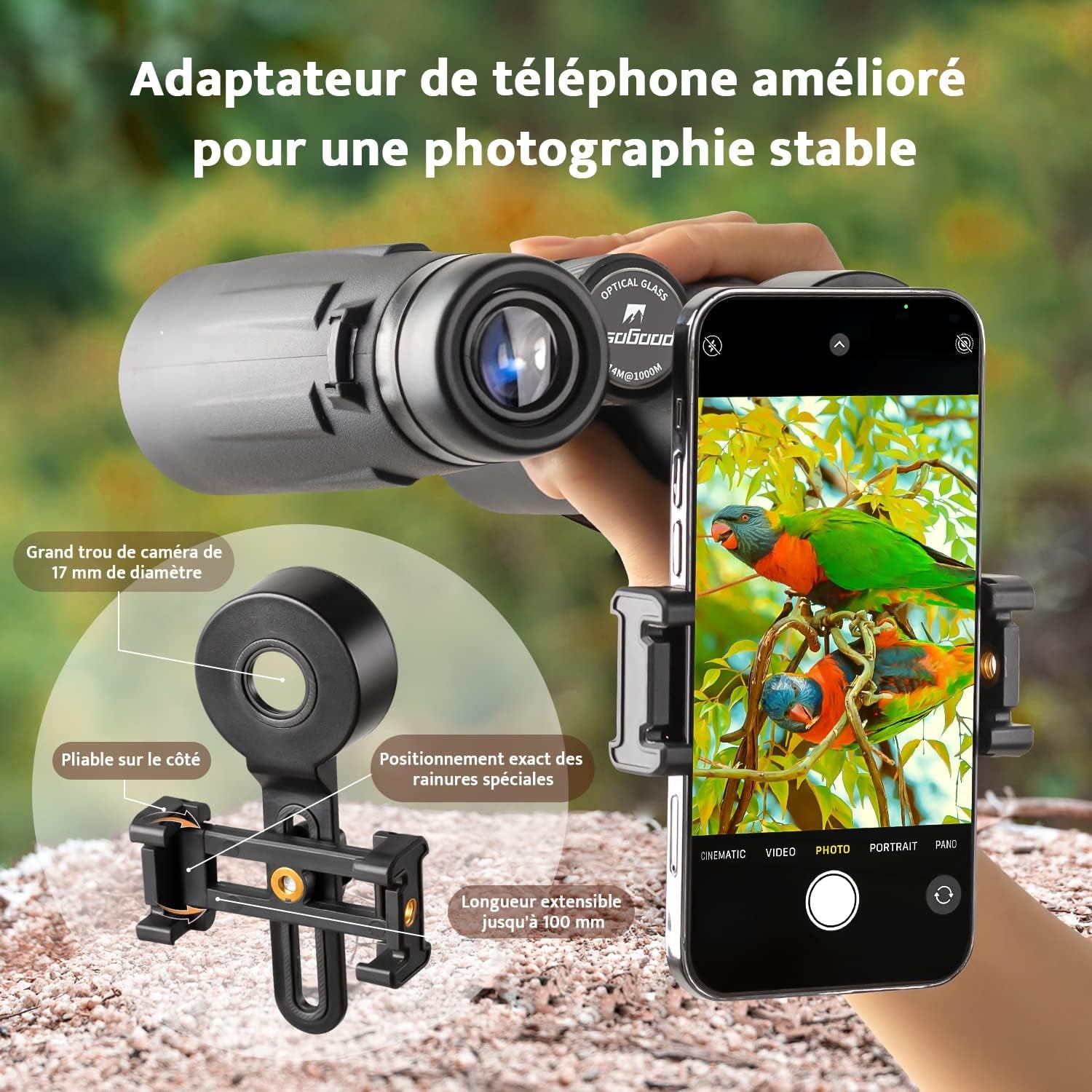Jumelles Compactes HD 10 X 42 Pour Adultes, Prismes BAK4 | Objectifs FMC, Jumelles Étanches Pour L'Observation Des Oiseaux, De La Faune Avec Adaptateur Téléphonique
