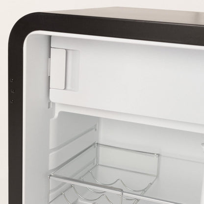 / RETRO FRIDGE 83.5 Gold/Réfrigérateur Noir Avec Poignée Or/Pratique Et Fonctionnel, Matériaux Résistants