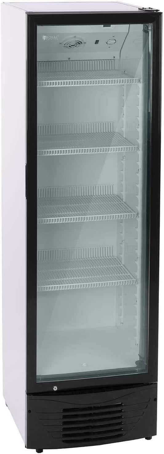 Frigo À Boissons Réfrigérateur Bar Vitrine RCGK-W320 (Cadre Noir, 320 Litres, 210 Watts, Jusqu'À 228 Cannettes, 4 Tablettes Réglables)