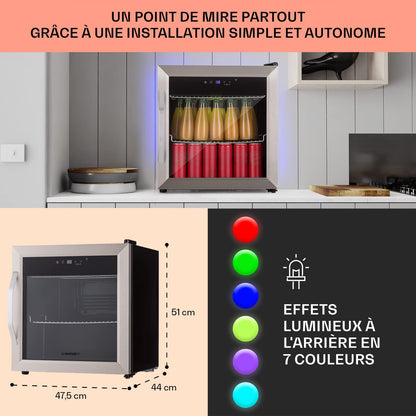 Mini Frigo De Chambre, Frigo À Bière, Mini Bar, Refrigerateur Aliments, Boissons, Contrôle Iot/App, Petit Réfrigérateur Camping Silencieux, Frigo Cosmetique, Etagères Amovibles, 0-13°C, 50L