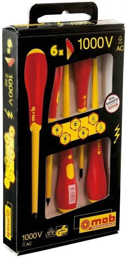 Jeu De 6 Tournevis Isolés 1000V – Fente + Phillips®, Norme NF ISO 8764 / NF ISO 2380 / EN 60900 – Manche Ergonomique Antidérapant, Outil Professionnel Électricien