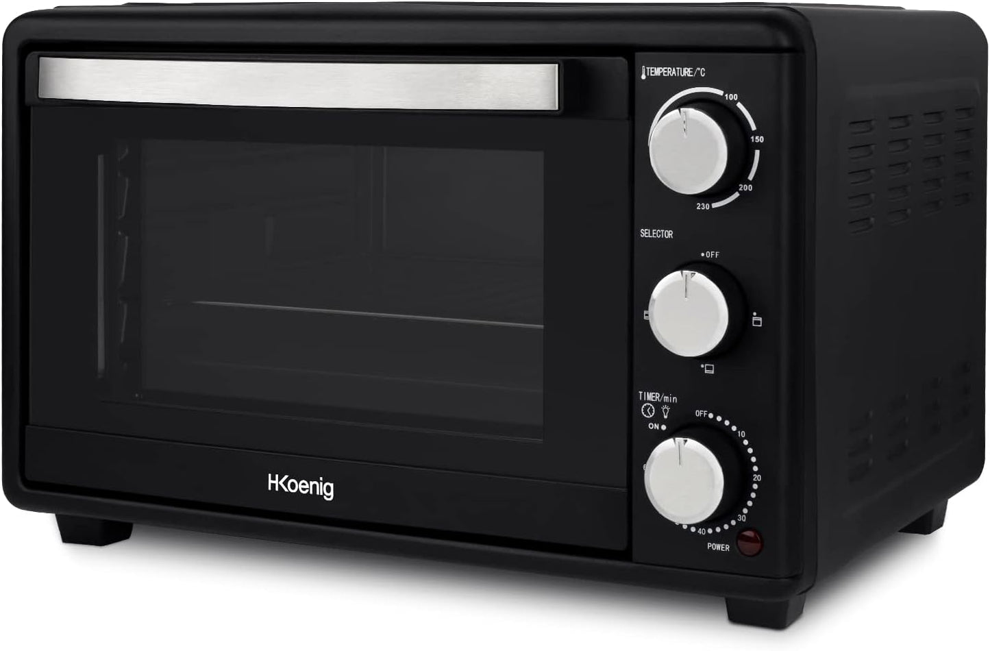 Mini Four 25L Electrique FO25 Posable Compact Multifonction Performant 1500W Programmable 4 Modes De Cuisson, 230°,Minuteur 60 Min, Porte En Verre, Lèchefrite Avec Pince, Grille De Cuisson