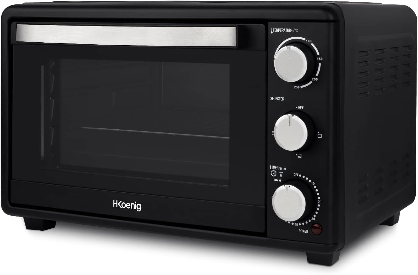 Mini Four 25L Electrique FO25 Posable Compact Multifonction Performant 1500W Programmable 4 Modes De Cuisson, 230°,Minuteur 60 Min, Porte En Verre, Lèchefrite Avec Pince, Grille De Cuisson