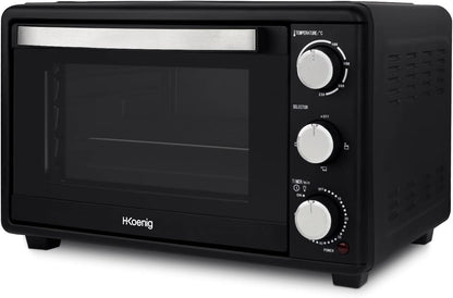 Mini Four 25L Electrique FO25 Posable Compact Multifonction Performant 1500W Programmable 4 Modes De Cuisson, 230°,Minuteur 60 Min, Porte En Verre, Lèchefrite Avec Pince, Grille De Cuisson