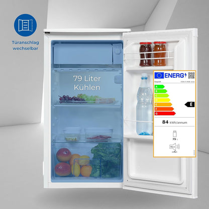 Exquisit KS86-0-090E Kühlschrank, 44,5Cm Breit, 79 L, LED, Weiß