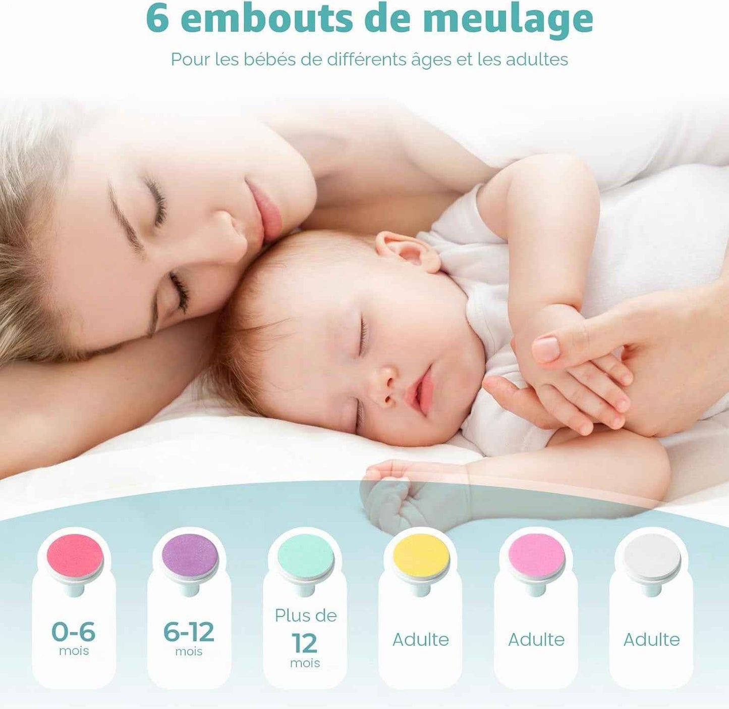 Lime Ongle Bebe, Lime a Ongle Electrique Bebe 6 En 1 Pour Enfants De Tous Âges, Vert | Faible Bruit, Pour Nouveau-Nés, Bébés, Enfants Et Adultes, Pour Le Soin Quotidien Des Ongles, Compacte Et Portable, Verte