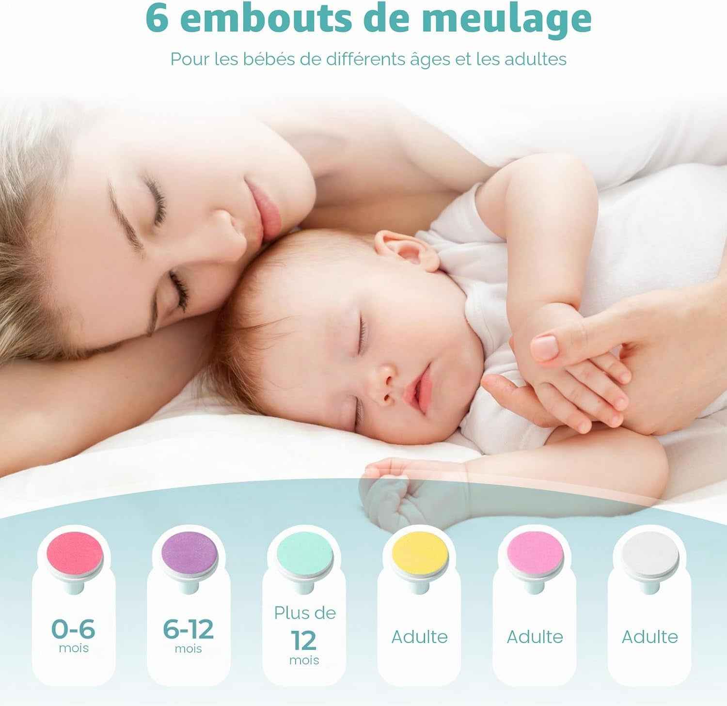 Lime Ongle Bebe, Lime a Ongle Electrique Bebe 6 En 1 Pour Enfants De Tous Âges, Vert | Faible Bruit, Pour Nouveau-Nés, Bébés, Enfants Et Adultes, Pour Le Soin Quotidien Des Ongles, Compacte Et Portable, Verte