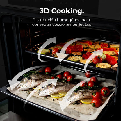 Four Encastrable Pyrolytique 60Cm Bolero Hexa P506000 Matt A+. 3400W, Capacité De 81L, 11 Fonctions Avec Airfryer Master, Pizza Master, 3D Cooking, Steam Base X2, Pyrolyse