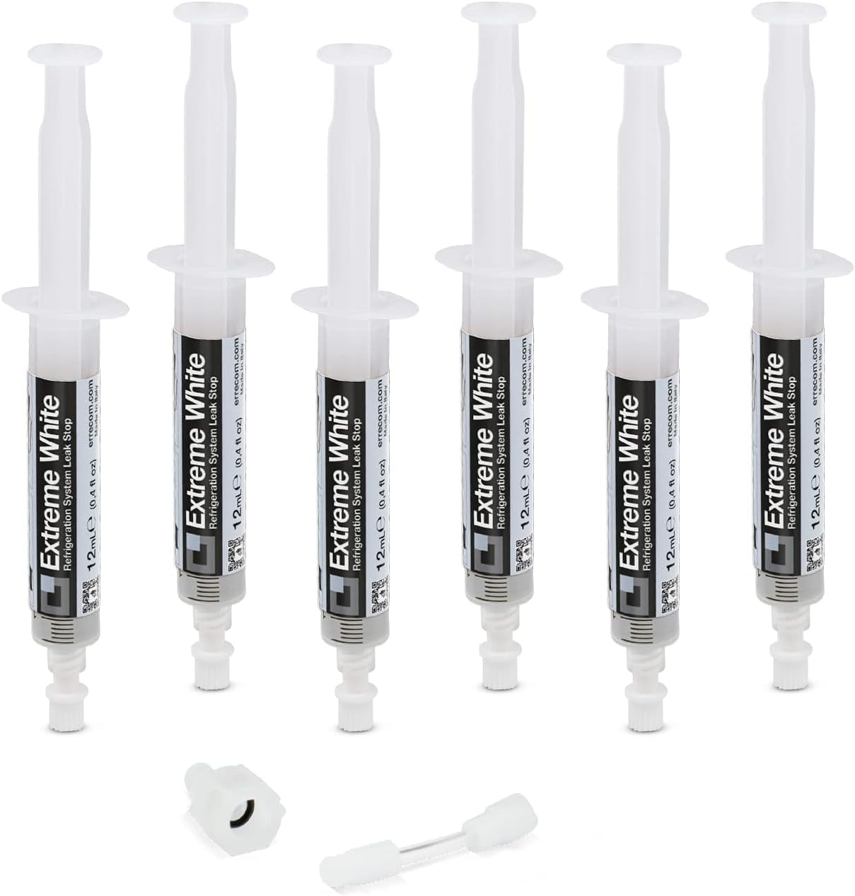 Extreme White – 6 X 12 Ml – Arrêt De Fuite De Réfrigérant Pour Réfrigérateurs Avec Compresseur Hermétique Et R600 – R290 – R134A, Adaptateur SAE 1/4 Inclus