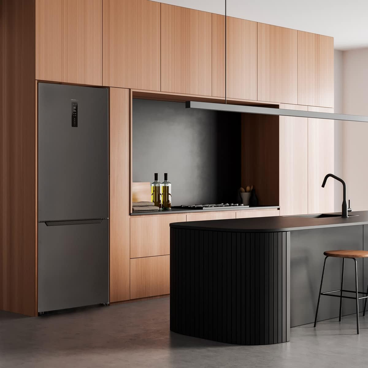 Frigorífico Combi 2 Puertas Bolero Coolmarket Combi 356 Dark D. 356 L, Altura 200 Cm Y 60 Cm De Ancho, Bajo Consumo, Sistema Multi Air Flow, Total No Frost, 2 Cajones