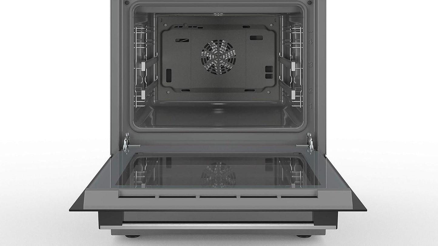 HKR39C250 Série 4 Cuisinière Électrique 60 Cm De Large, Ecoclean Direct, 3D Air Chaud Cuisson À 3 Niveaux, Contrôle De L'Écran LED, Zone De Cuisson Extensible Pour Grande Batterie De Cuisine