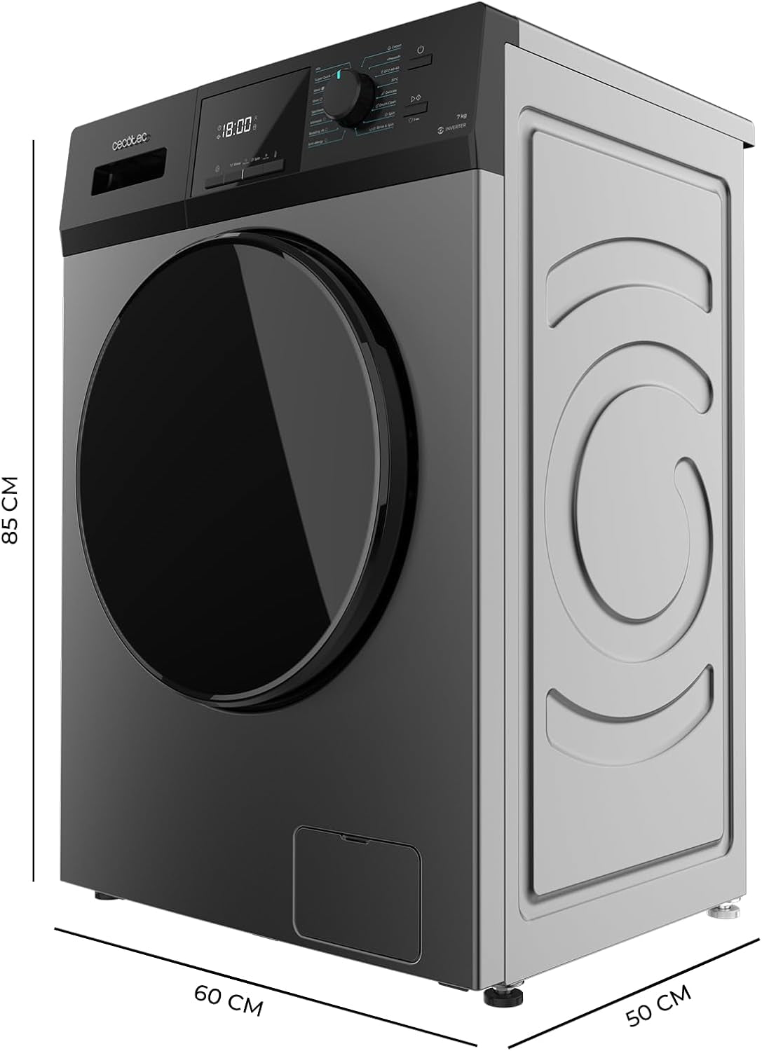 Lave-Linge 7Kg Chargement Frontal Bolero Dresscode 7410 Inverter Steel A. 1850W, 1200 Tr/Min Réglable, 16 Programmes, Faible Consommation D'Énergie, Vapeur, Stérilisation Du Linge