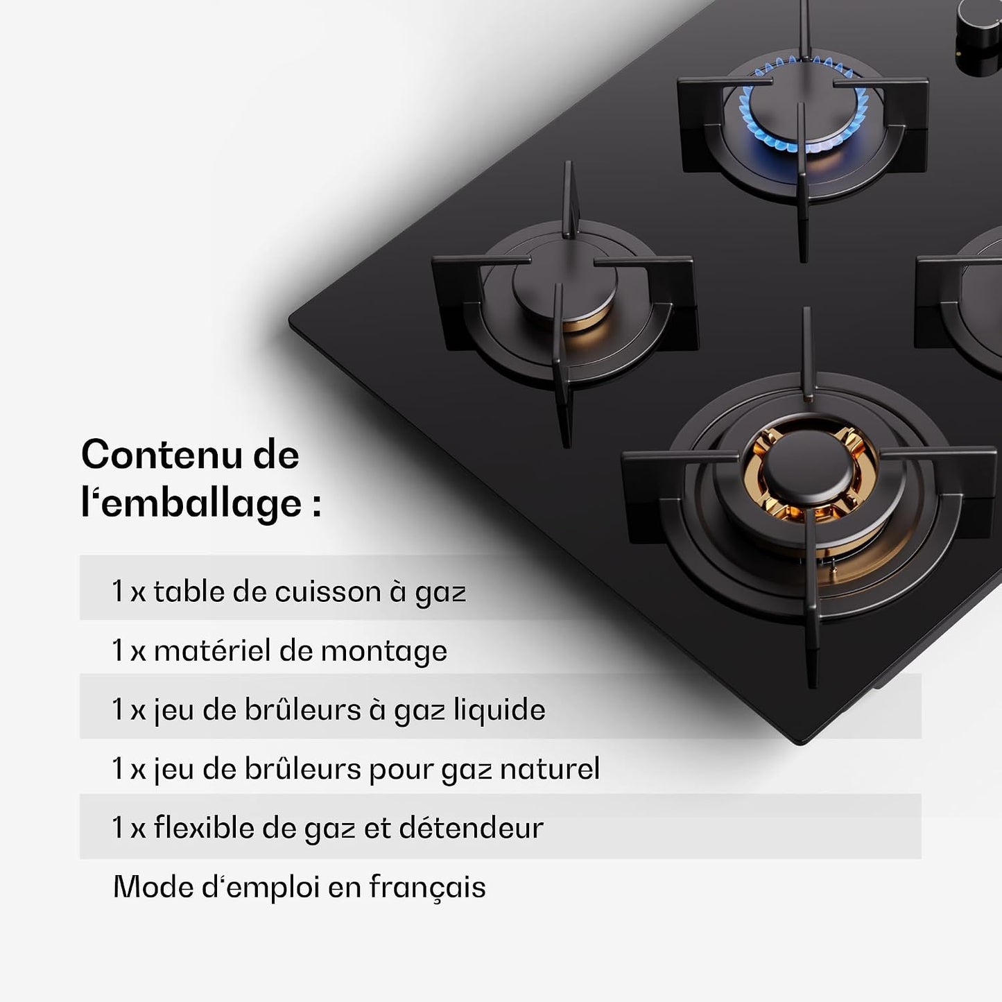 Klarstein Tables De Cuisson À Gaz, Plaque De Cuisson Gaz À 4 Brûleurs, Table De Encastrable À 4 Feux De 8800W, Cuisiniere Gaziniere Avec Brûleurs En Acier Inoxydable, Cuisinières GPL
