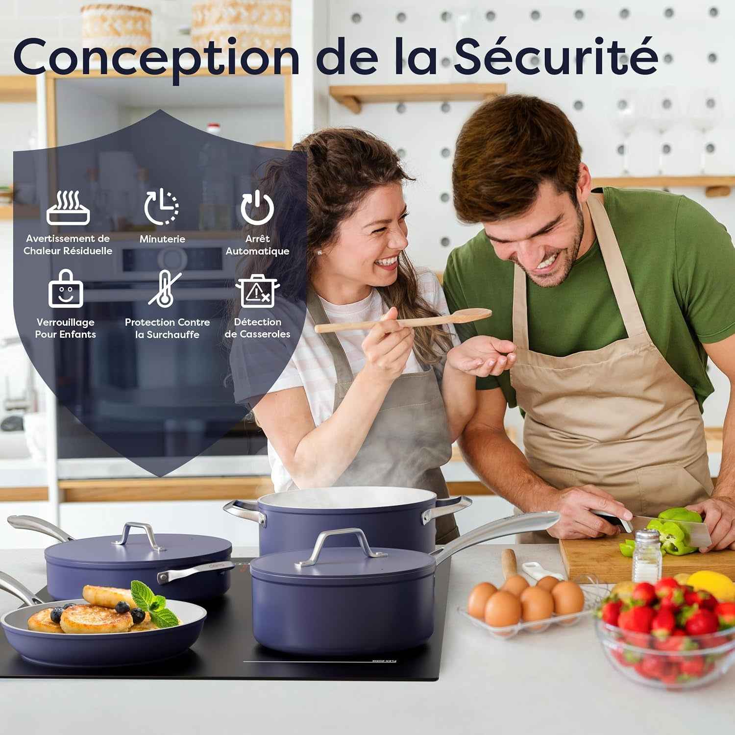 Plaque Induction 4 Feux Encastrable 60 Cm 7200W Avec Zone Flexible | Booster, Gestion De Puissance, Commande Tactile Slider, Minuterie, Sécurité Enfant, Grande Poêle Et Plancha, CBBIH4BF