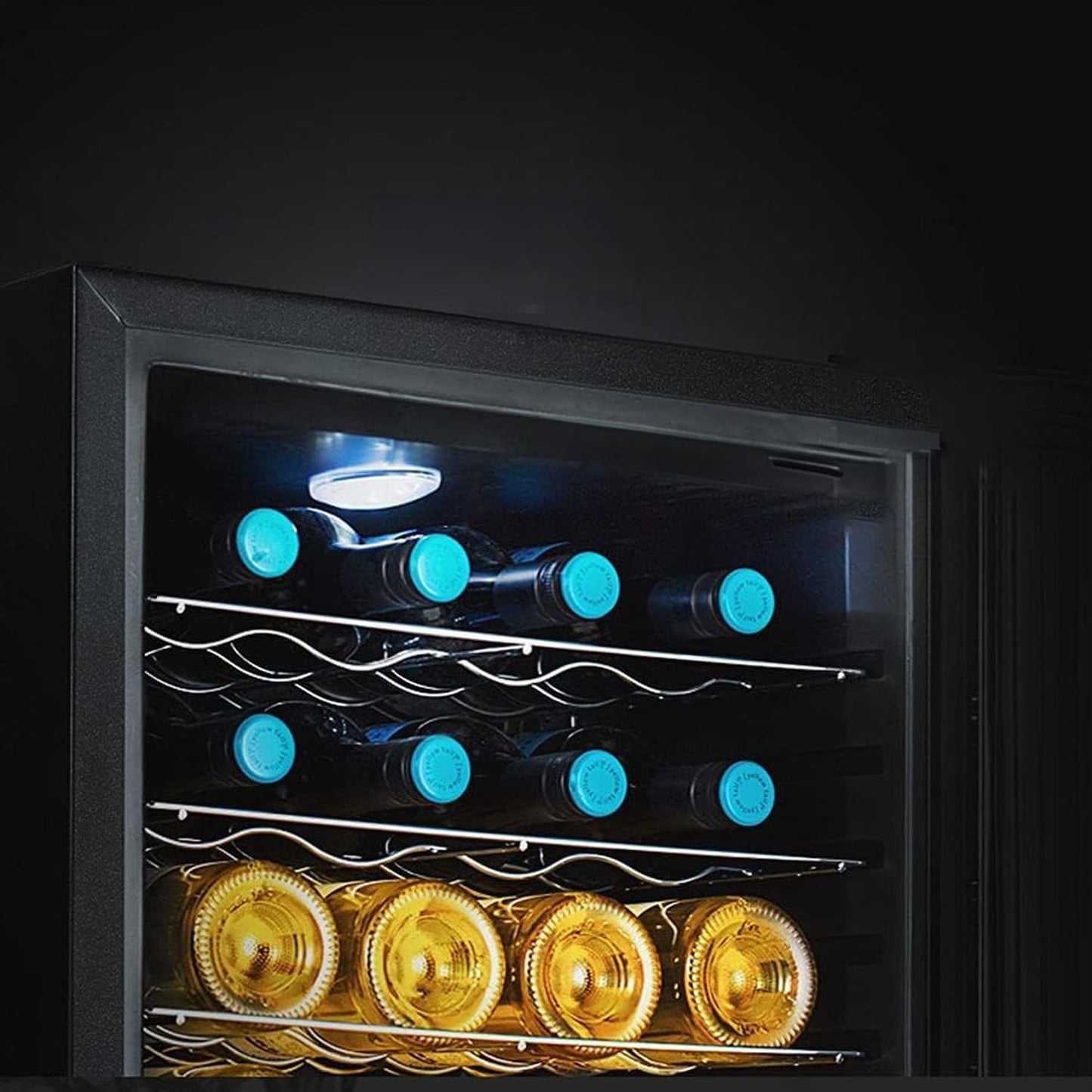 Wintem Cave À Vin Avec Réglage De La Température 5-18°C - Mini Réfrigérateur Bar Pour 24 Bouteilles | Wooler, Élégant Design Moderne, Écran LED Et Écran Tactile