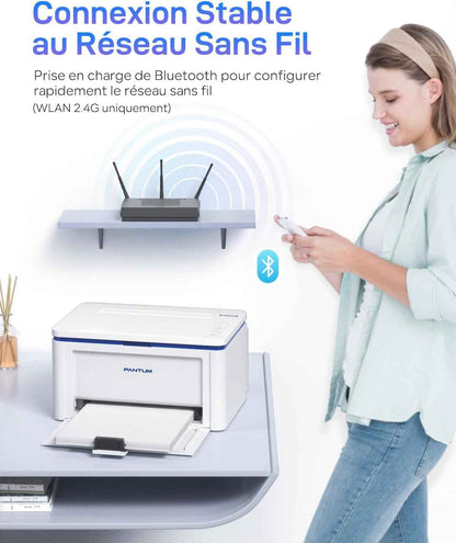 BP2309W Imprimante Laser Noir Et Blanc, Impression Manuelle Recto-Verso, 20 Pages/Minute, Wifi Usb,Airprint Mopria APP, Fonction Unique A4