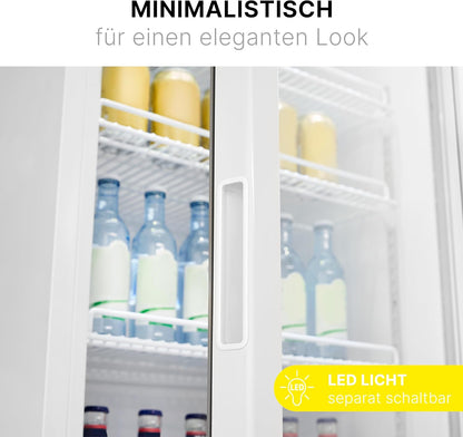 Bomann KSG 7351 Flaschenkühlschrank, 60 Cm Breit, 356 L, Glastür, Innenraumbeleuchtung, Abschließbare Gerätetür, 6 Gitterablagen, Weiß