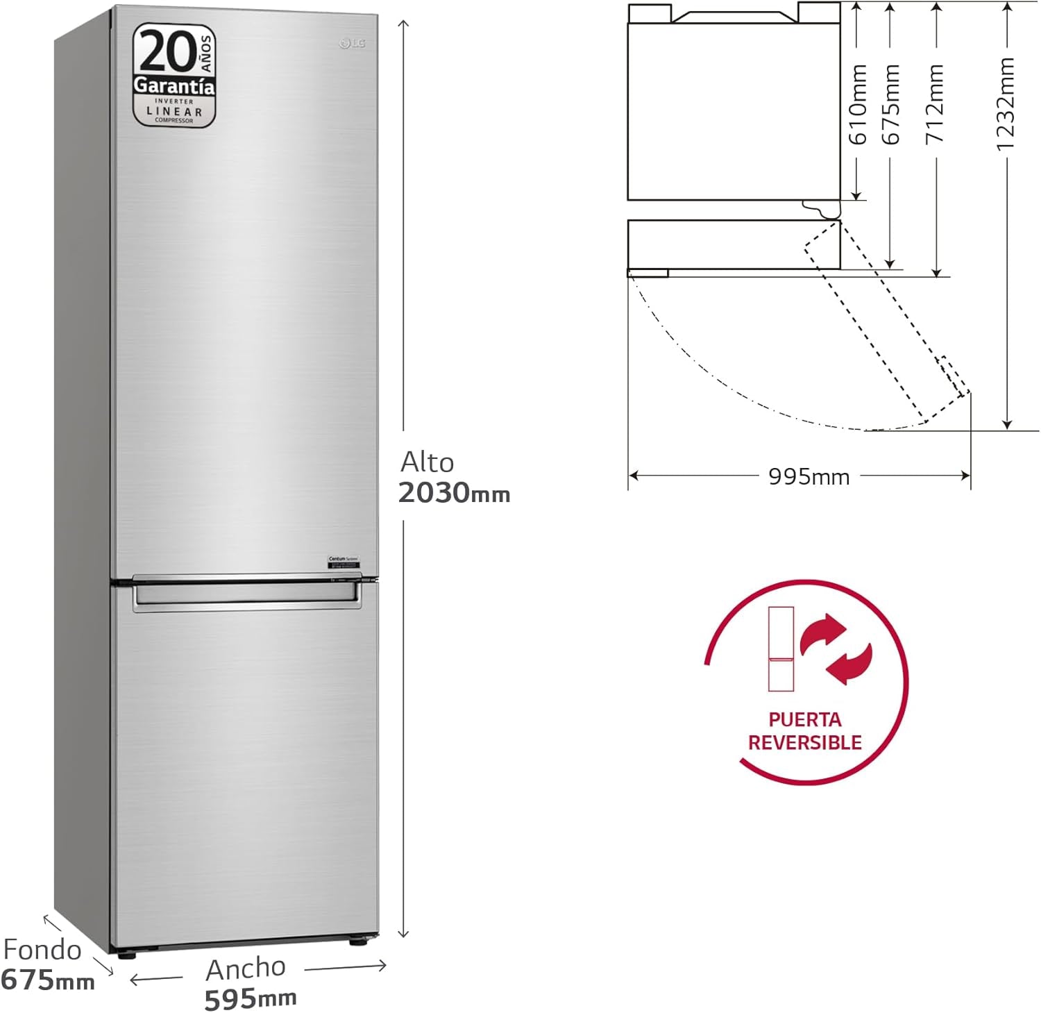 GBB92STBAP Réfrigérateur-Congélateur Autoportante 384 L a Acier Inoxydable