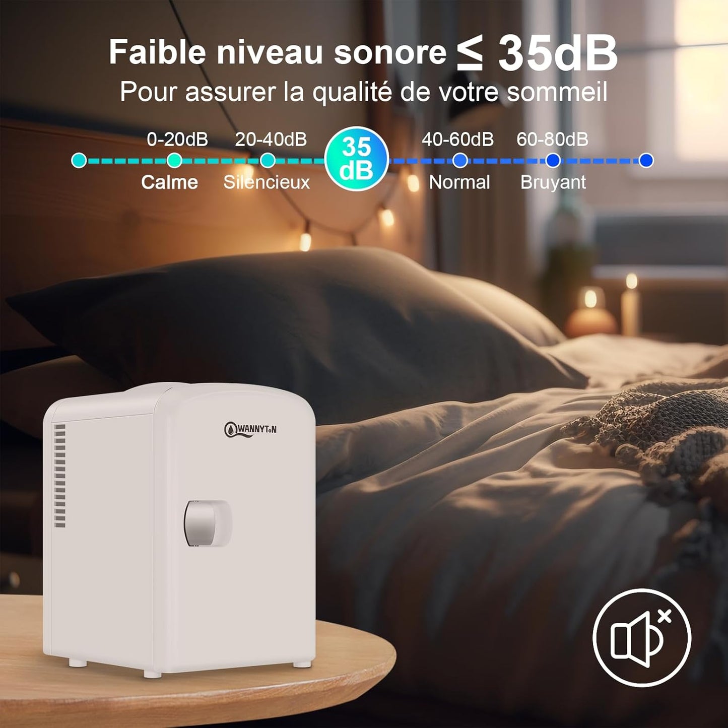 Mini Frigo Portable 4L, Mini Réfrigérateur Cosmétique, Mini Glacière Électrique, Fonction Froid/Chaud, Avec Câble AC 220V/ DC 12V Pour Voiture, Bureau, Chambre (Blanc)