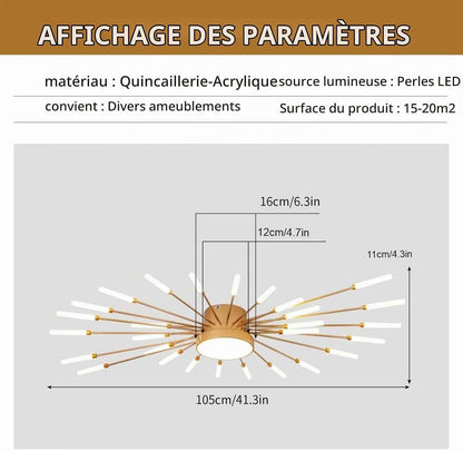 Plafonnier Led Moderne, Lustre 28+1 Têtes À Intensité Variable,Plafonniers Doré Pour Chambre À Coucher,Salon,Cuisine,Salle À Manger, Restaurant,Bureau, 3000K-6000K Avec Télécommande