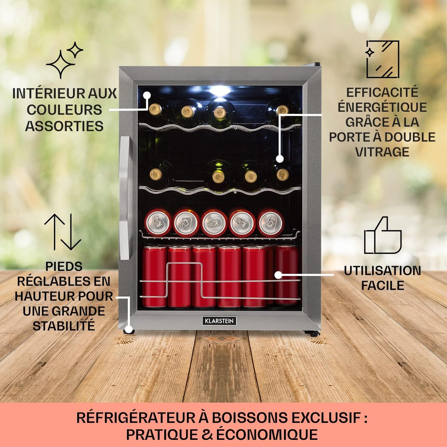 Mini Frigo De Chambre Et Bureau, Silencieux, Mini Bar 60L, Pour Boisson, Camping, Étagères Réglables, Ondulés Pour Le Vin, Cannette, Beer