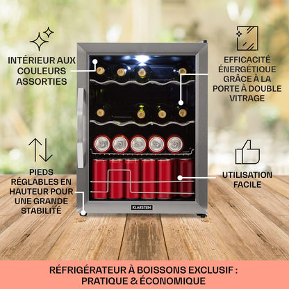 Mini Frigo De Chambre Et Bureau, Silencieux, Mini Bar 60L, Pour Boisson, Camping, Étagères Réglables, Ondulés Pour Le Vin, Cannette, Beer