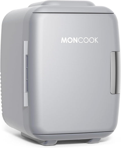 MONCOOK Mini Réfrigérateur - Mini Réfrigérateurs Portables Pour Les Soins De La Peau, La Médecine, La Nourriture Et Les Boissons - Fonction De Refroidissement Et De Réchauffement - 5L - Mono Gris