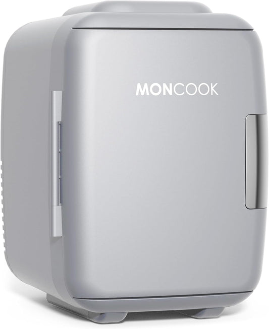 MONCOOK Mini Réfrigérateur - Mini Réfrigérateurs Portables Pour Les Soins De La Peau, La Médecine, La Nourriture Et Les Boissons - Fonction De Refroidissement Et De Réchauffement - 5L - Mono Gris
