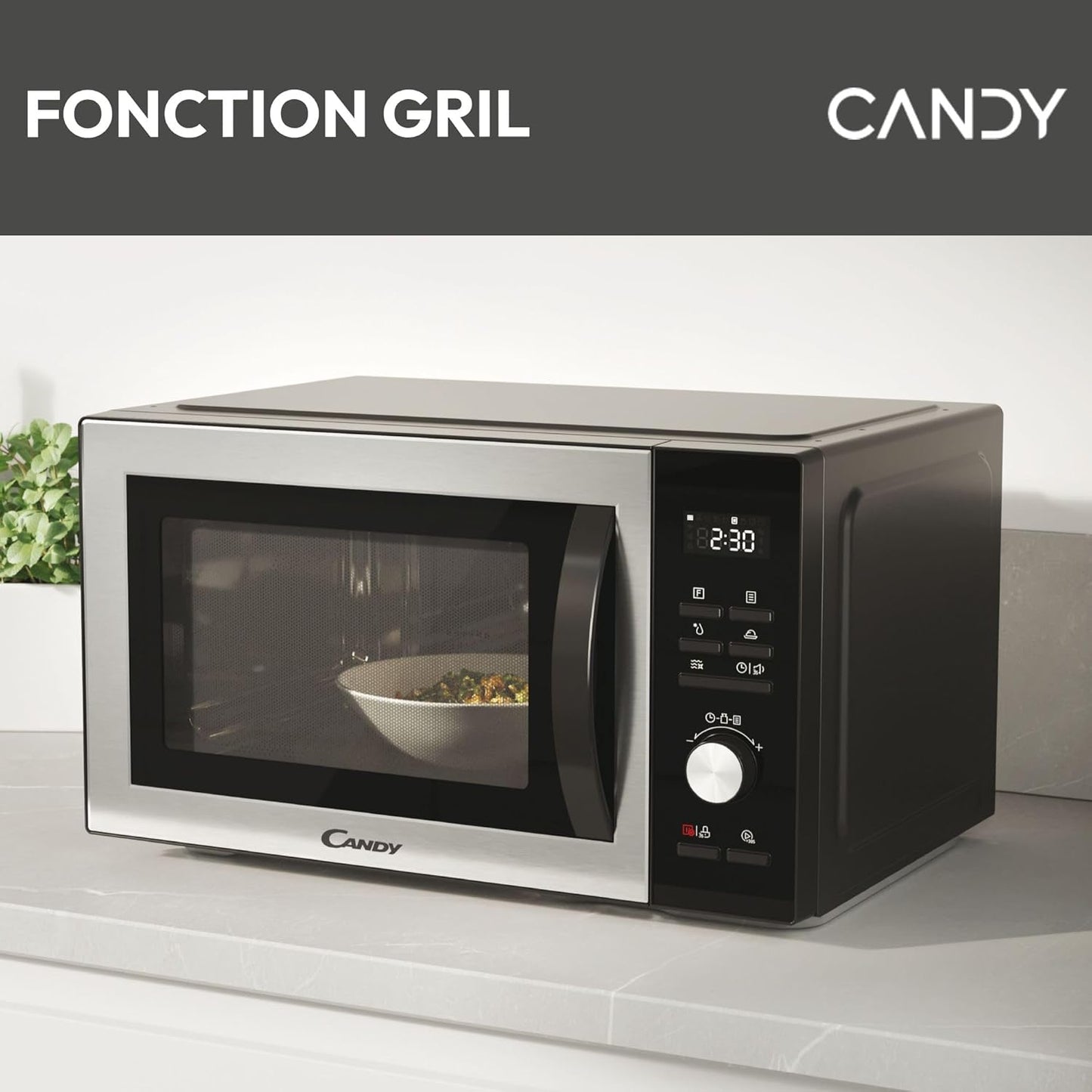 CMCA29EDLB Four Micro-Ondes Gril 1000W, Combiné À Chaleur Tournante, Grande Capacité 29L, Menus Pré-Programmés, Nettoyage Auto, Programmateur Digital, Fonction Décongélation, Noir Silver